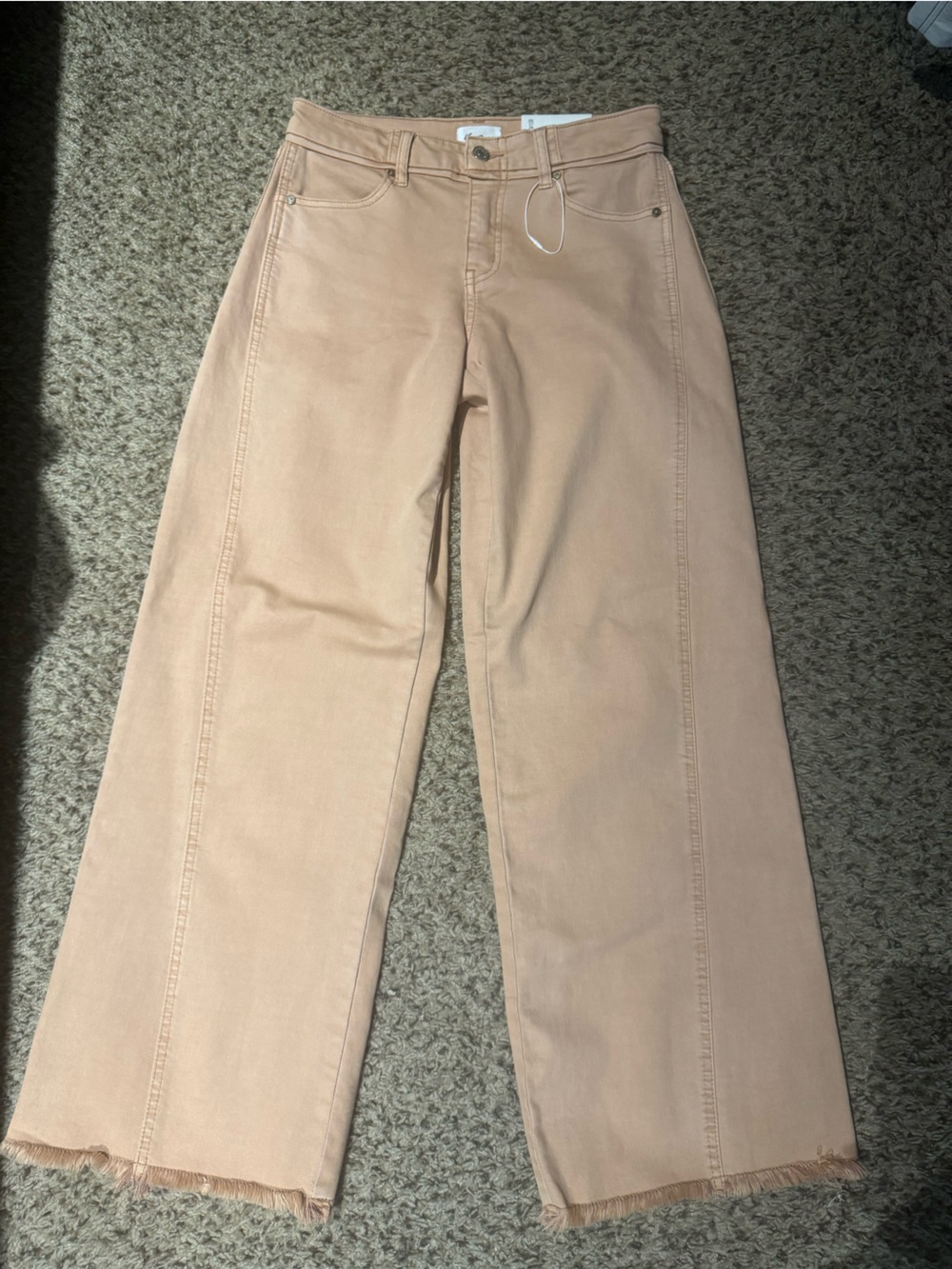 KanCan Peach Wide Leg Jeans with Frayed Hem